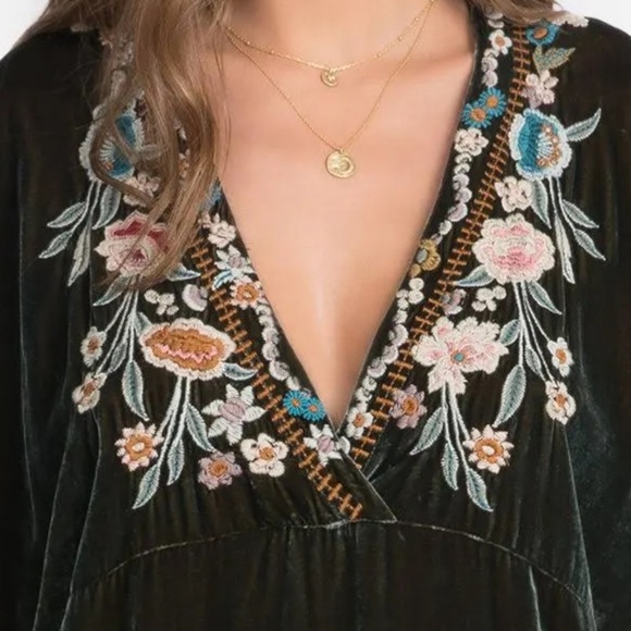 Johnny Was Serafina Velvet Embroidered Kaftan Dress Snake Eye NWT (overs… - Picture 6 of 11